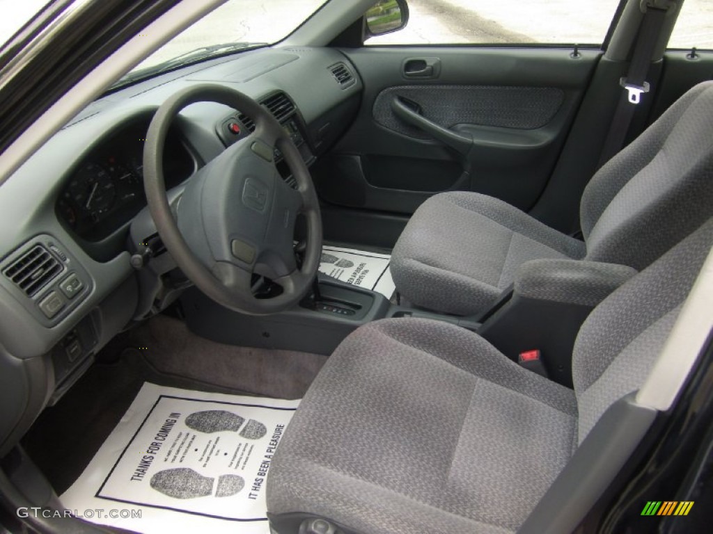1999 Civic LX Sedan - Flamenco Black Pearl / Gray photo #7