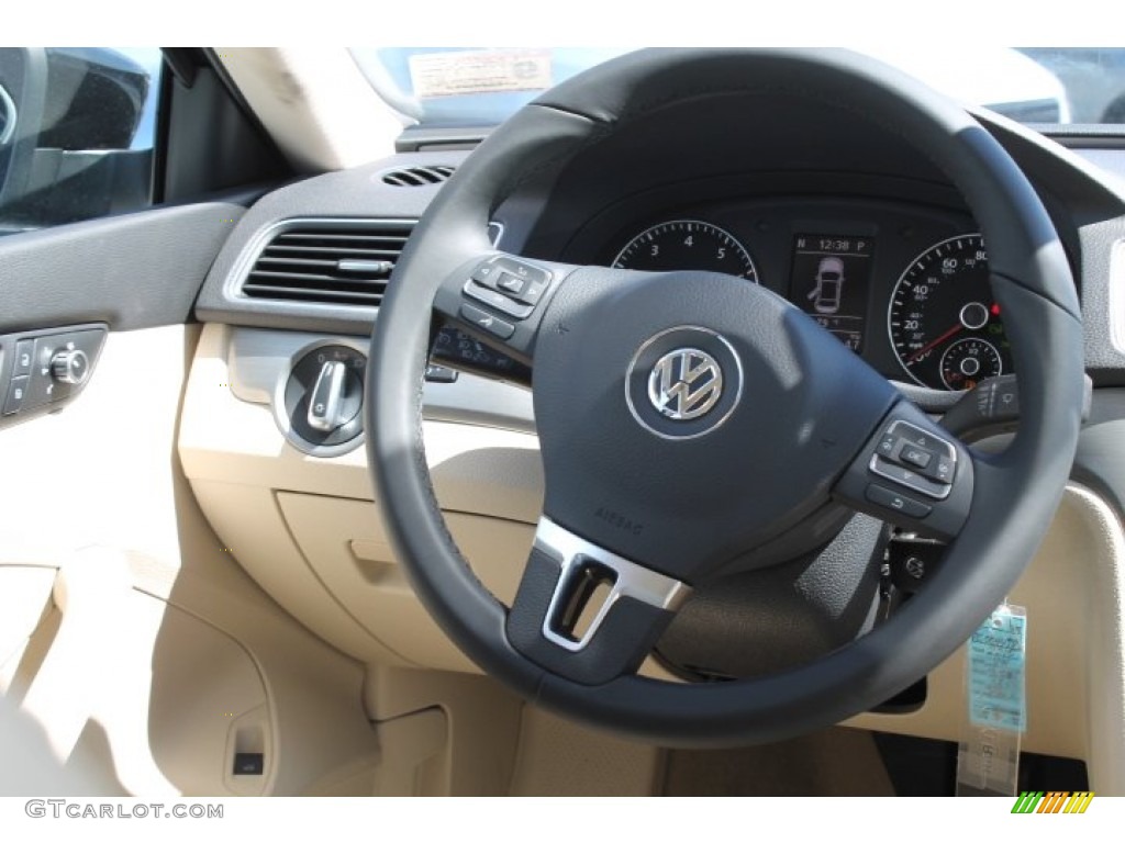 2015 Volkswagen Passat SE Sedan Cornsilk Beige Steering Wheel Photo #97554857