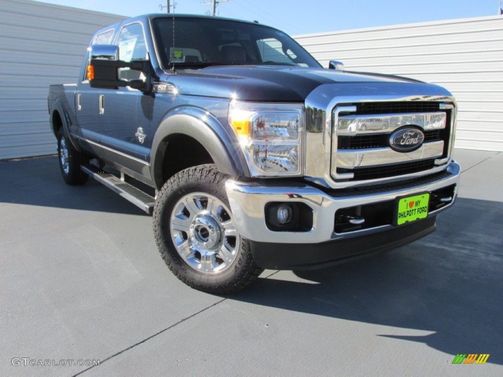 2015 F250 Super Duty Lariat Crew Cab 4x4 - Blue Jeans / Black photo #1