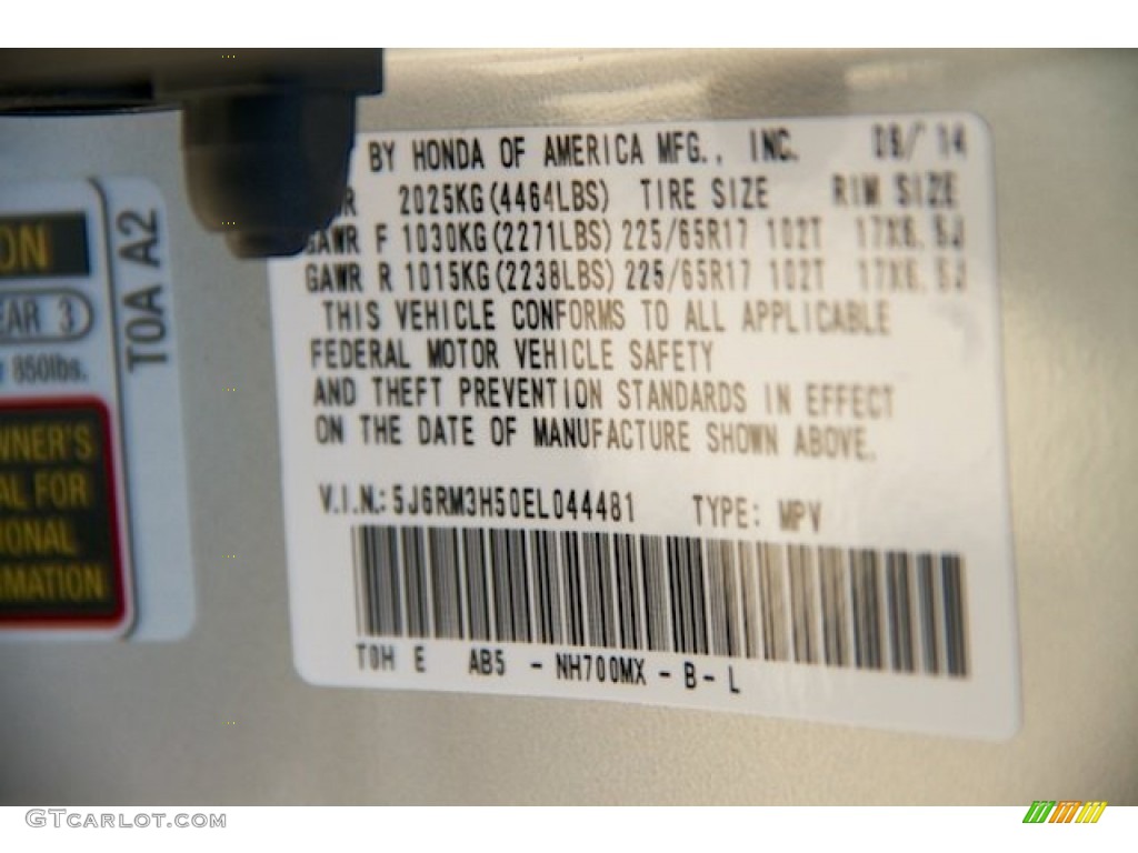 2014 CR-V EX - Alabaster Silver Metallic / Gray photo #22
