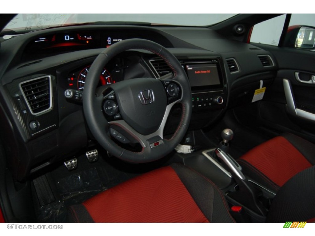 Black/Red Interior 2014 Honda Civic Si Coupe Photo #97581196