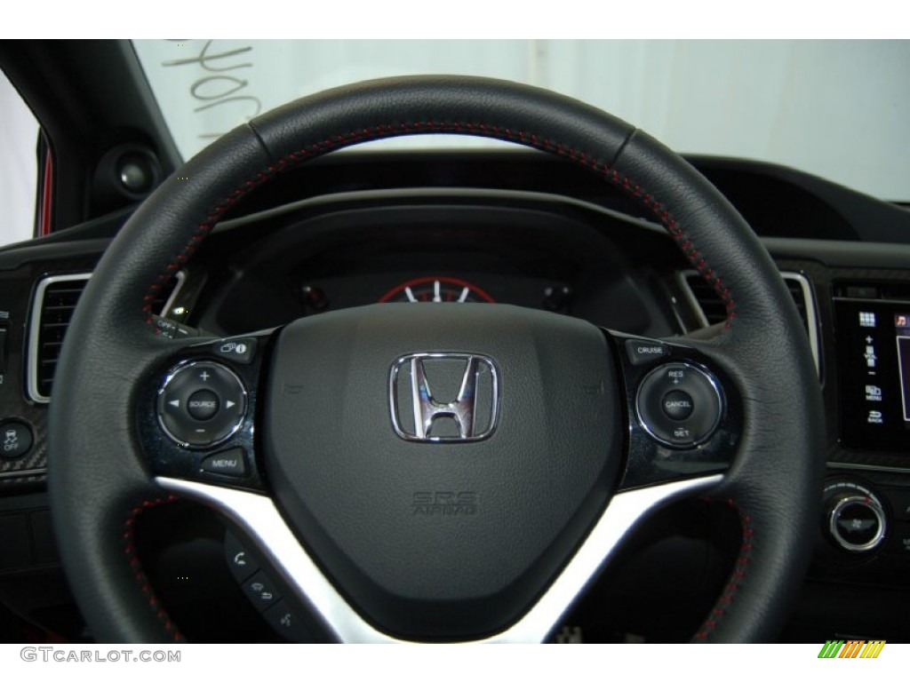 2014 Honda Civic Si Coupe Black/Red Steering Wheel Photo #97581316