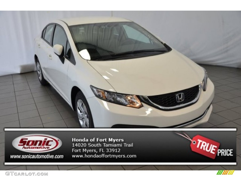 2014 Civic LX Sedan - White Orchid Pearl / Beige photo #1