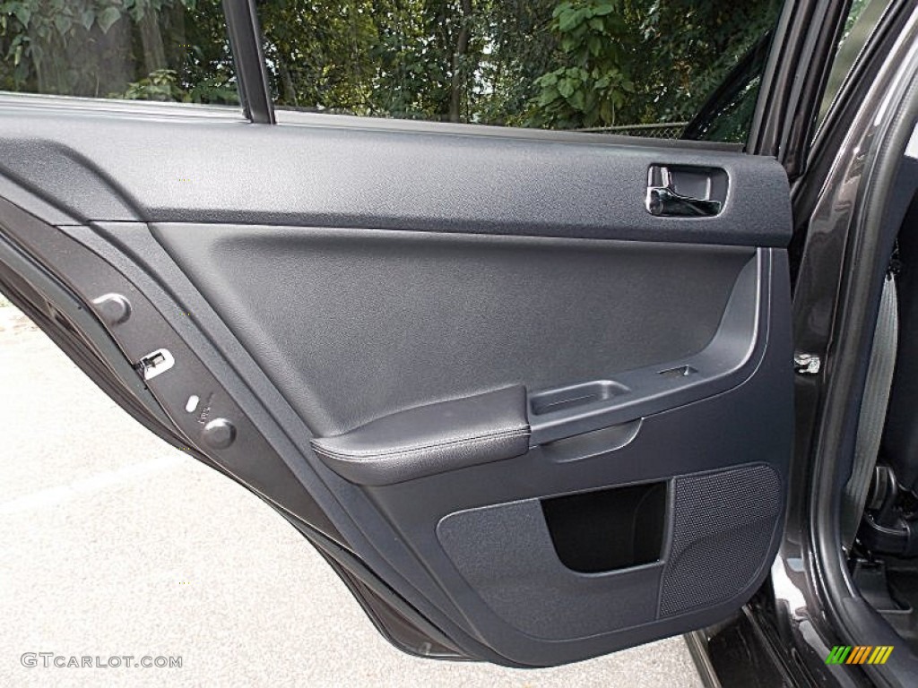 2010 Mitsubishi Lancer Evolution MR Black Leather/Sueded Fabric Door Panel Photo #97590577