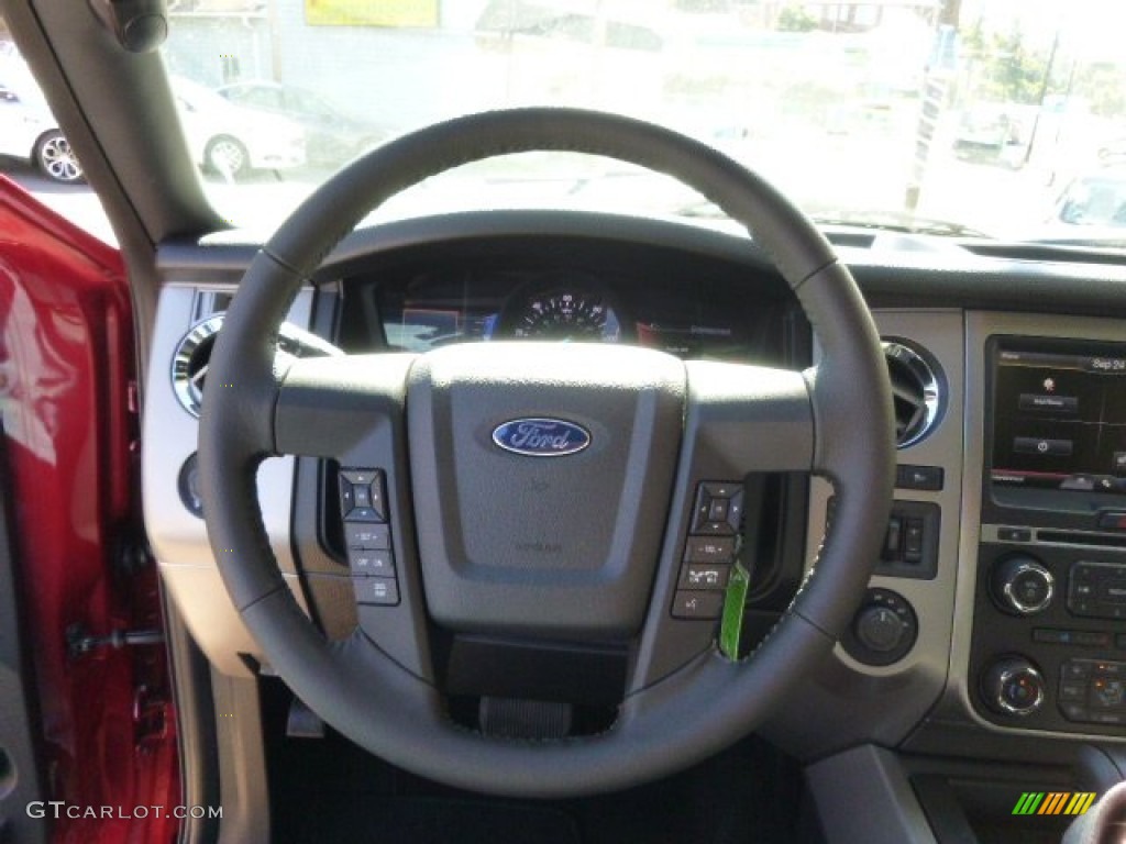 2015 Ford Expedition XLT 4x4 Ebony Steering Wheel Photo #97599364