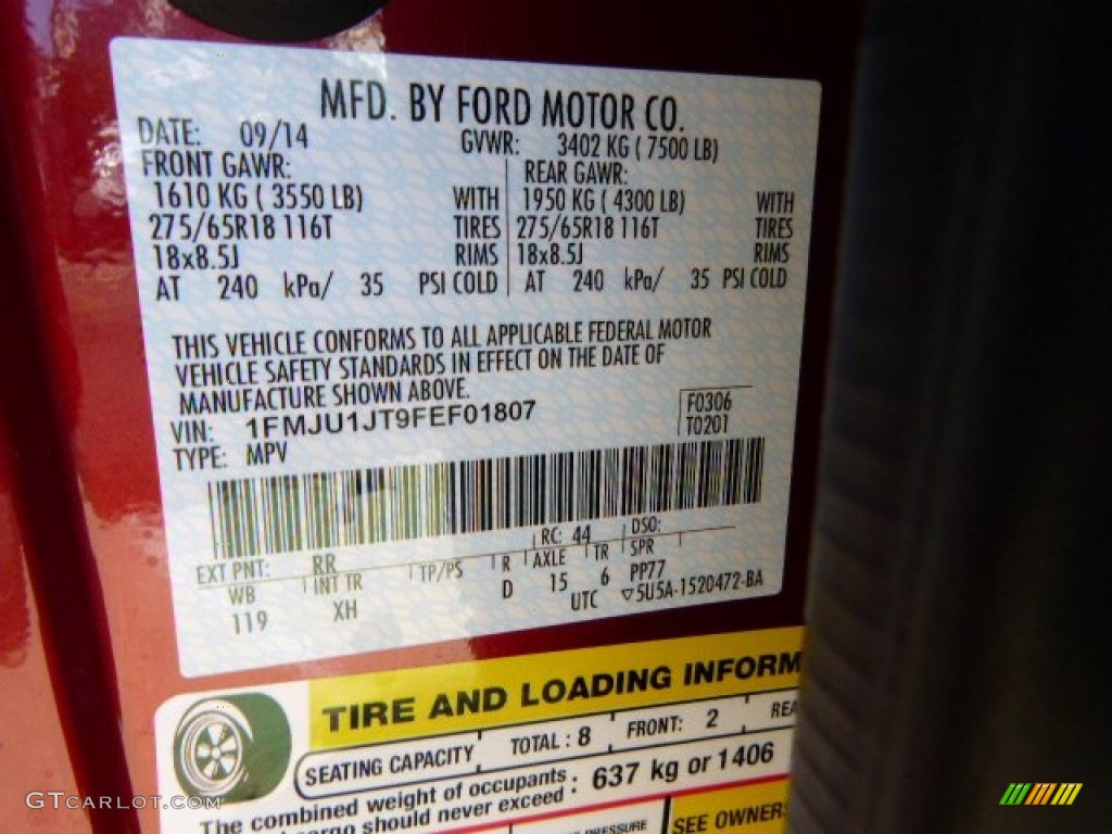 2015 Expedition Color Code RR for Ruby Red Metallic Photo #97599385