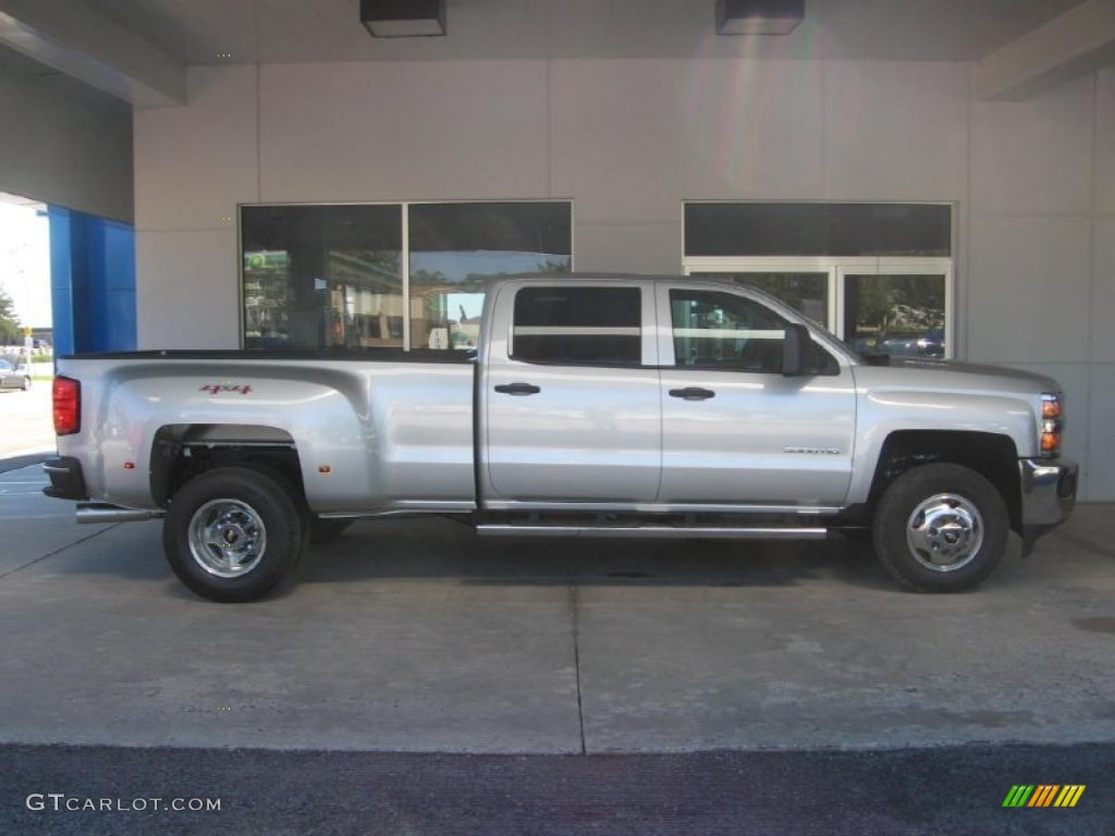 Silver Ice Metallic 2015 Chevrolet Silverado 3500HD LT Crew Cab Dual Rear Wheel 4x4 Exterior Photo #97612113