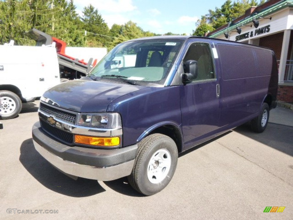 2015 Express 3500 Cargo Extended WT - Dark Blue Metallic / Medium Pewter photo #2