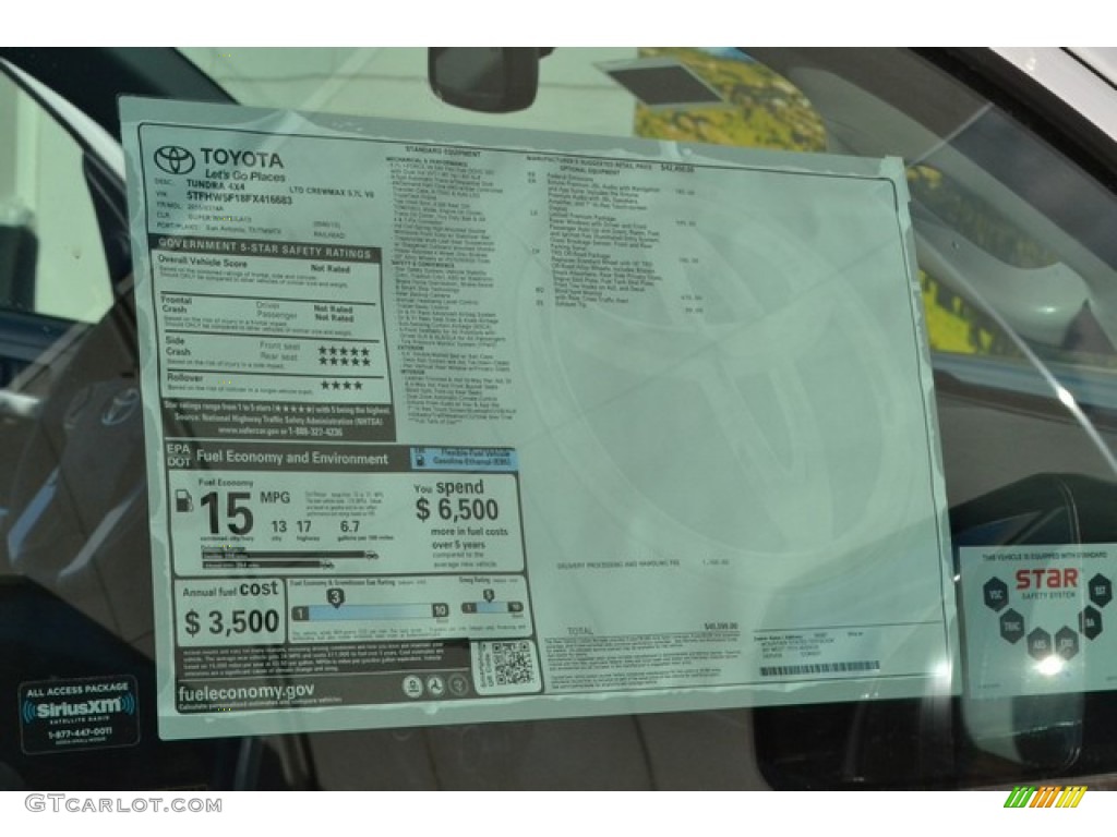 2015 Toyota Tundra Limited CrewMax 4x4 Window Sticker Photo #97622866