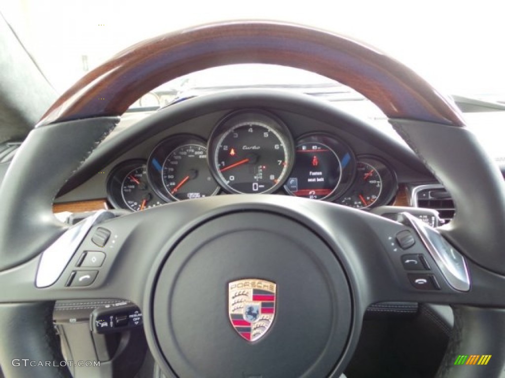 2013 Porsche Panamera Turbo Black Steering Wheel Photo #97622935