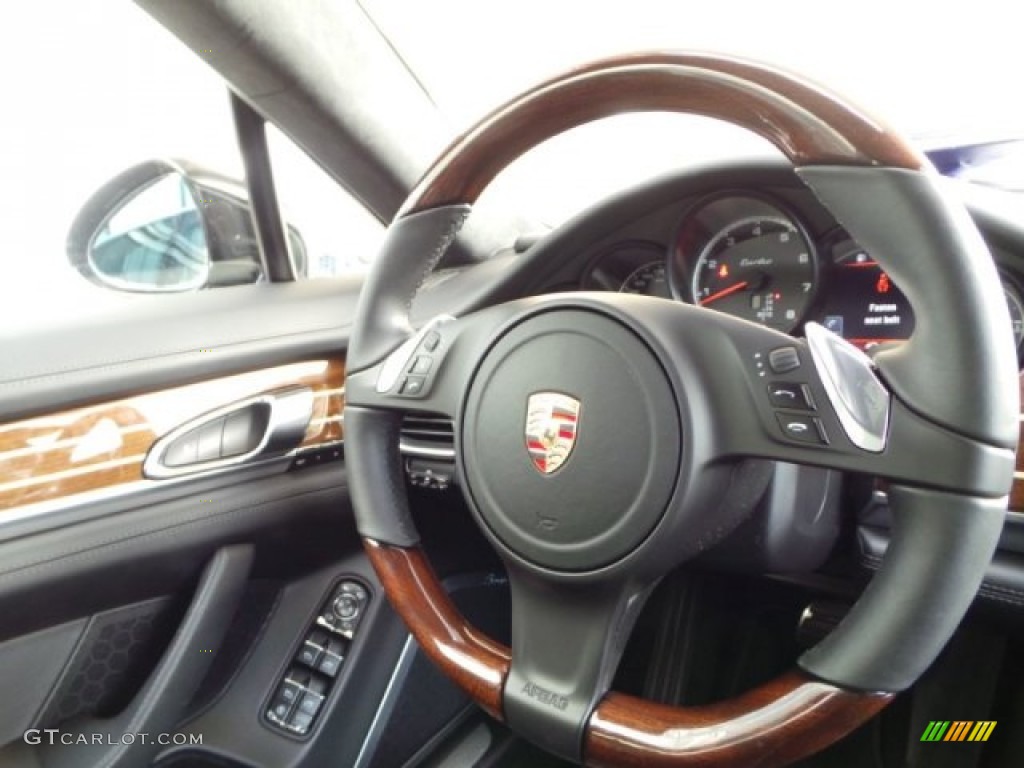 2013 Porsche Panamera Turbo Black Steering Wheel Photo #97623154