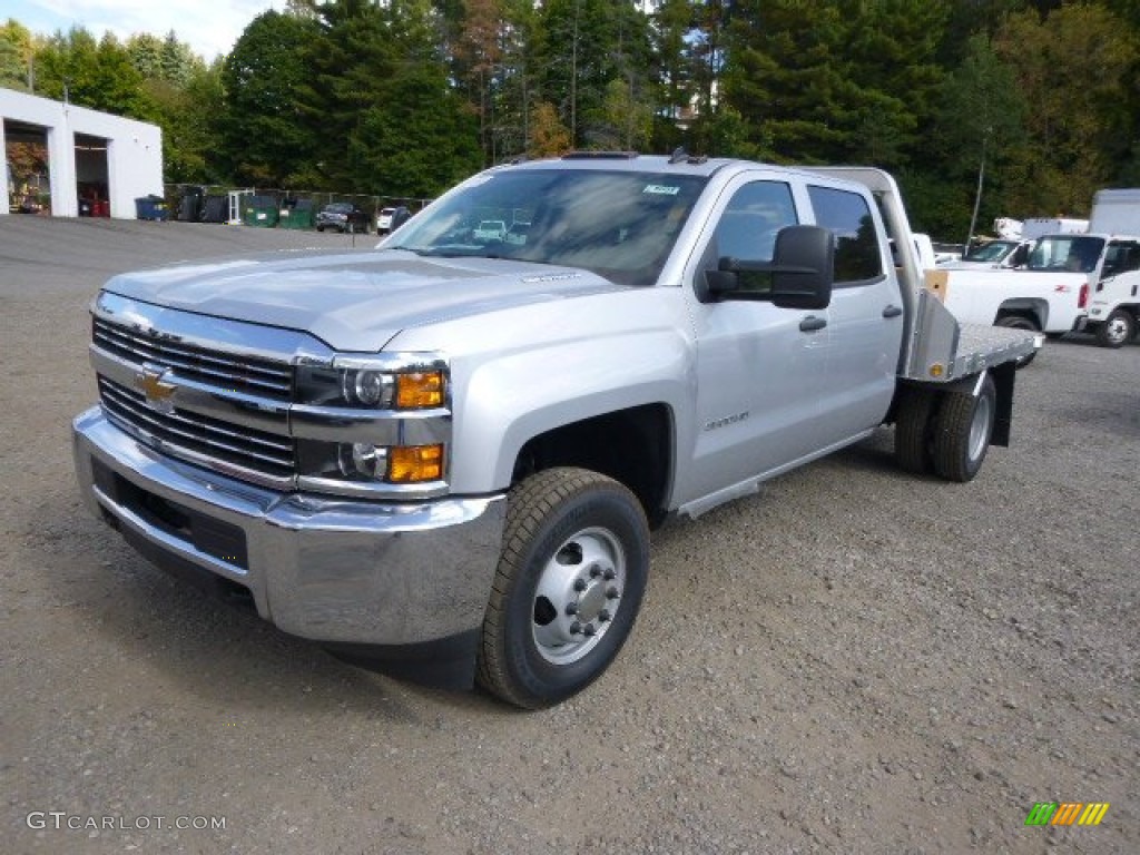 Silver Ice Metallic 2015 Chevrolet Silverado 3500HD LT Crew Cab 4x4 Flat Bed Exterior Photo #97624762