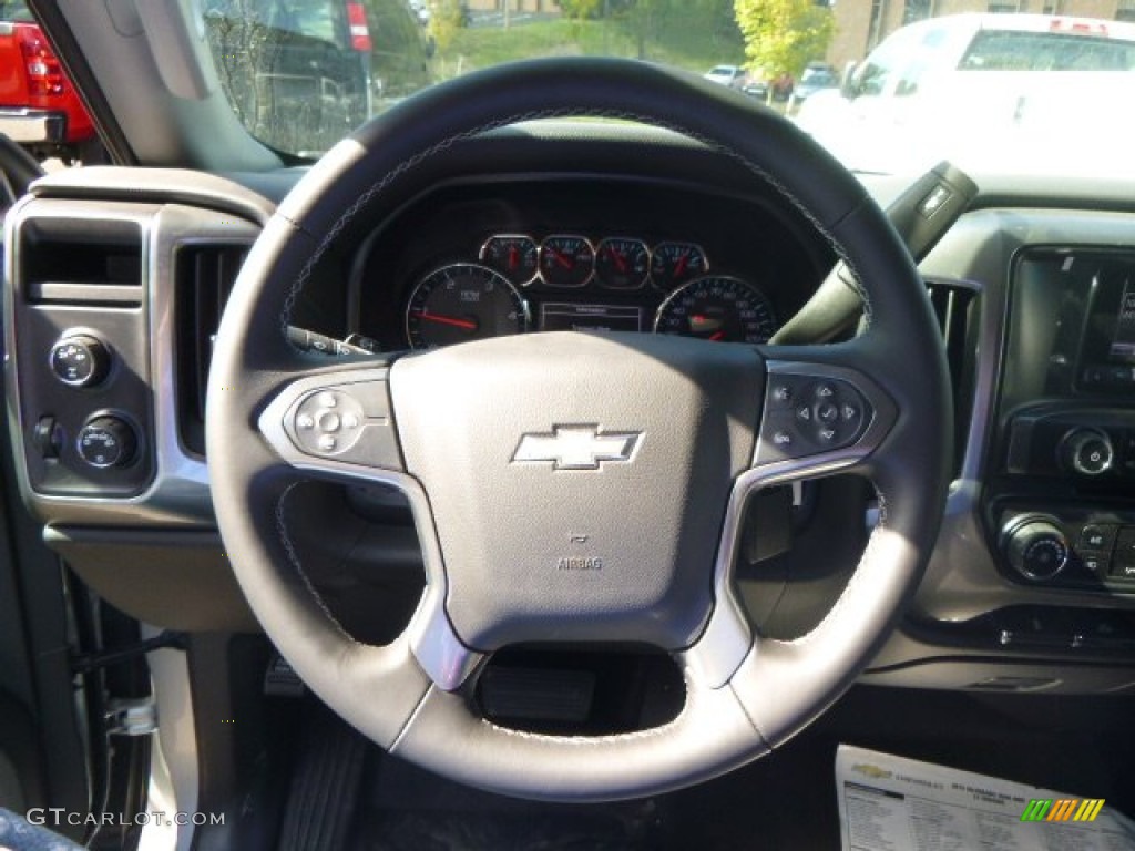 2015 Chevrolet Silverado 3500HD LT Crew Cab 4x4 Flat Bed Jet Black Steering Wheel Photo #97625572