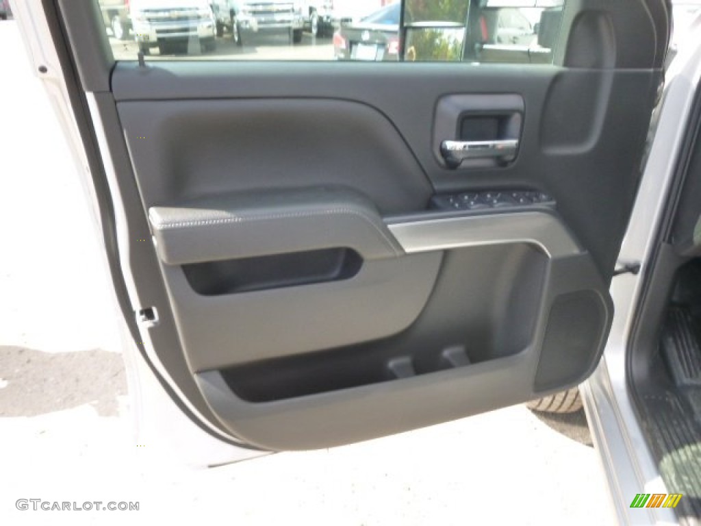 2015 Chevrolet Silverado 3500HD LT Crew Cab 4x4 Flat Bed Jet Black Door Panel Photo #97625839