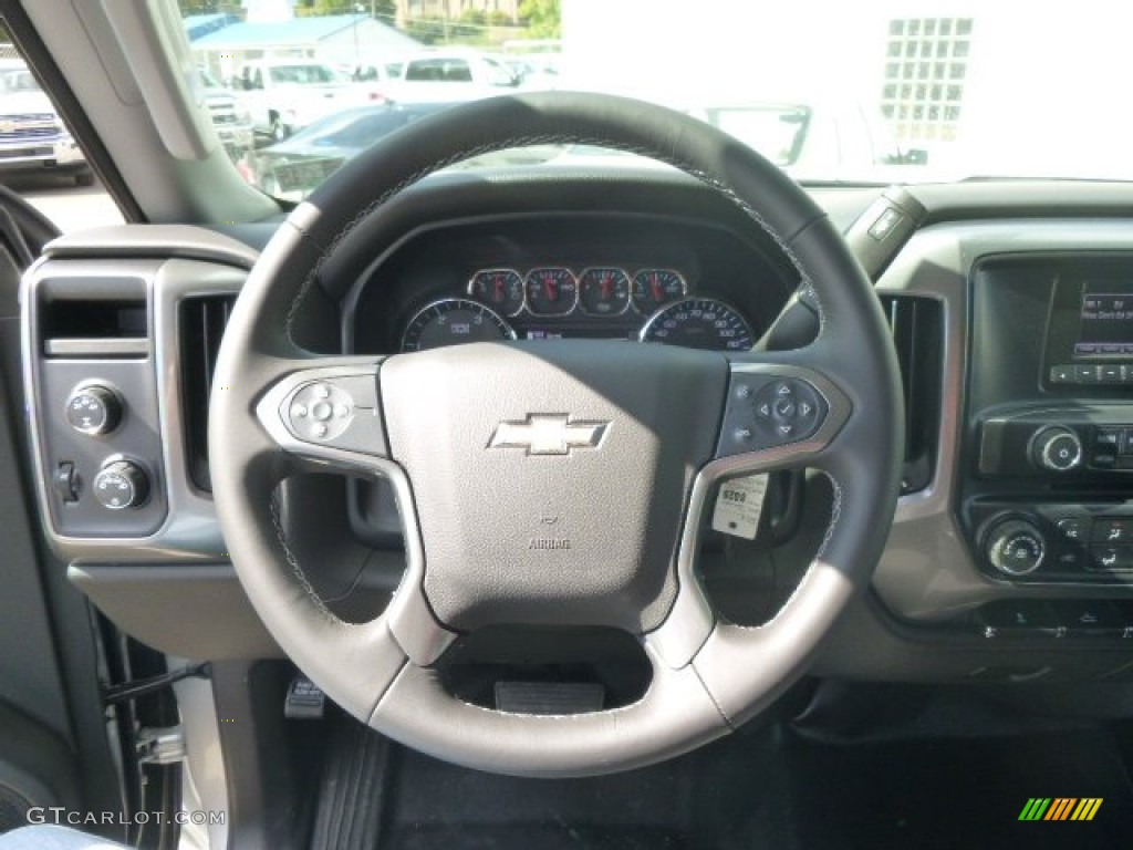 2015 Chevrolet Silverado 3500HD LT Crew Cab 4x4 Flat Bed Jet Black Steering Wheel Photo #97625992