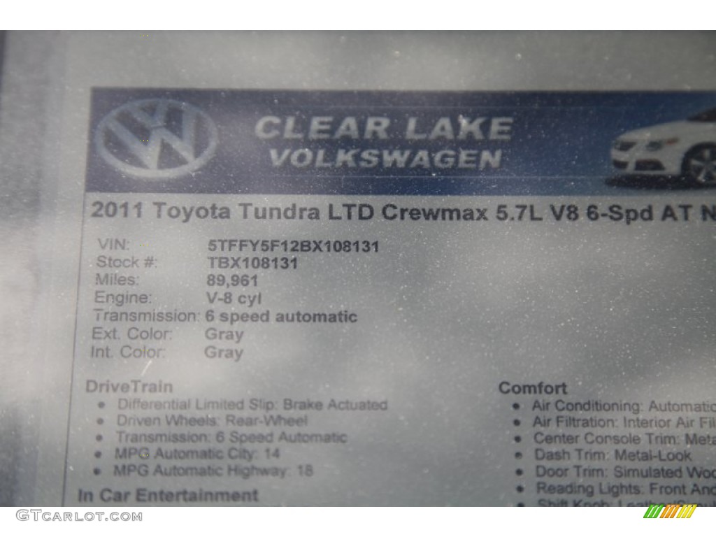 2011 Tundra Limited CrewMax - Magnetic Gray Metallic / Graphite Gray photo #36