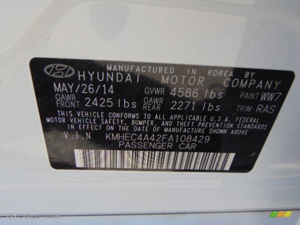 2015 Sonata Hybrid Limited - Diamond White Pearl / Gray photo #25