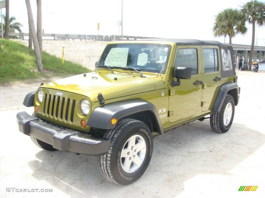 2007 Wrangler Unlimited X 4x4 - Rescue Green Metallic / Dark Slate Gray/Medium Slate Gray photo #3