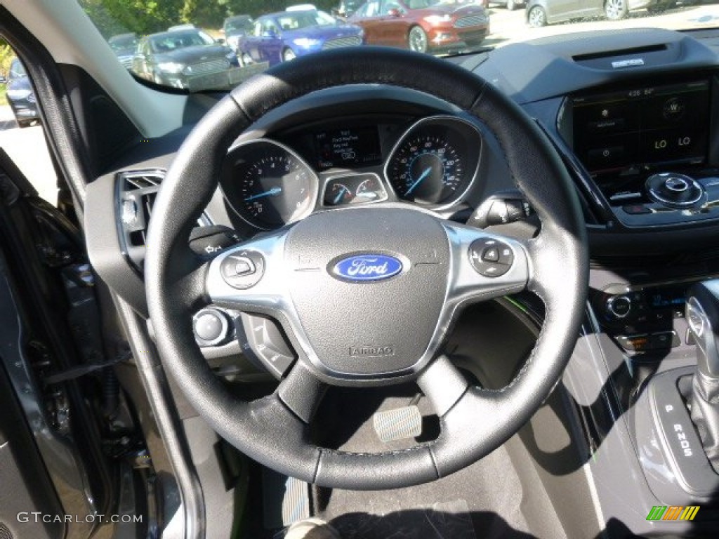 2015 Ford Escape Titanium 4WD Charcoal Black Steering Wheel Photo #97633612
