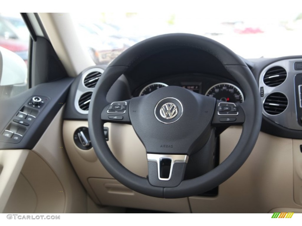 2015 Volkswagen Tiguan SEL Sandstone Steering Wheel Photo #97634788