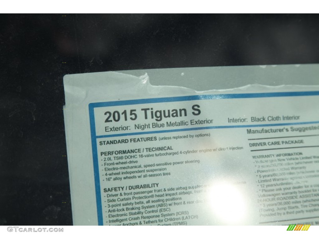 2015 Volkswagen Tiguan S Window Sticker Photo #97637353