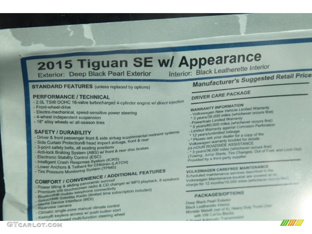 2015 Volkswagen Tiguan SE Window Sticker Photo #97638334
