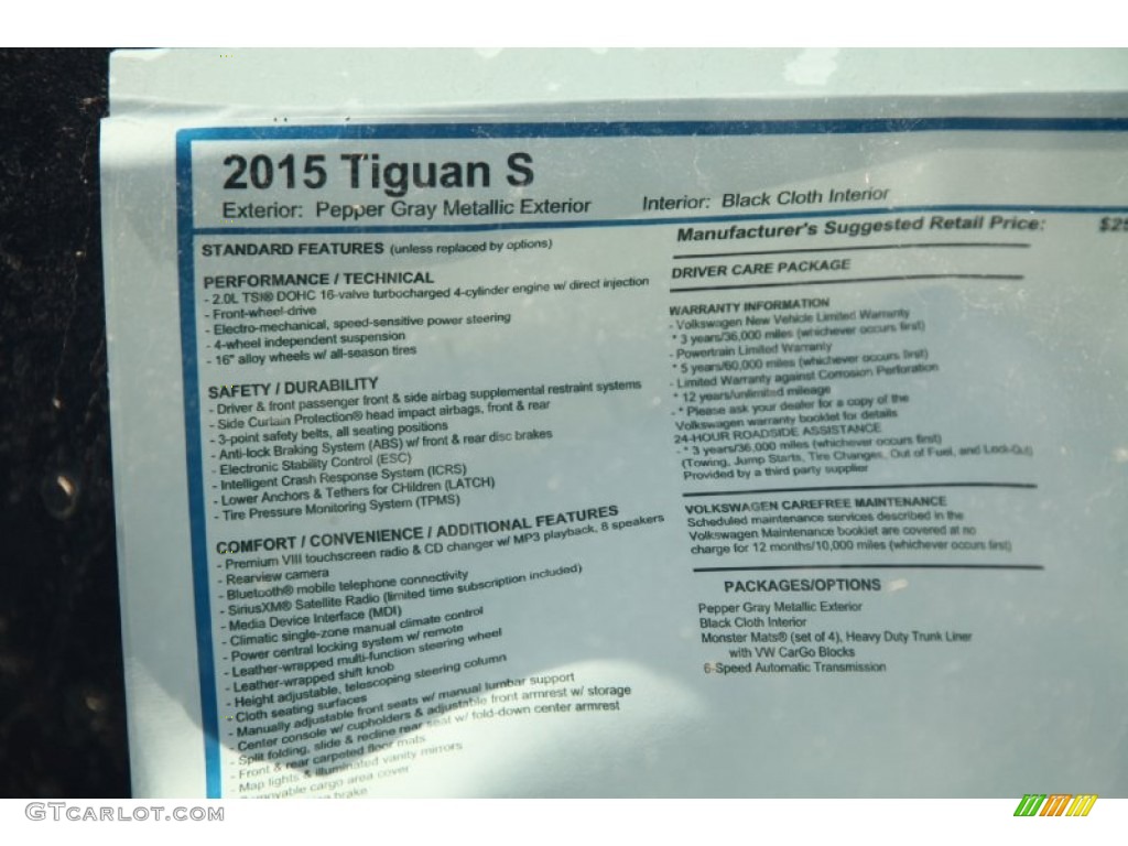 2015 Volkswagen Tiguan S Window Sticker Photo #97638682