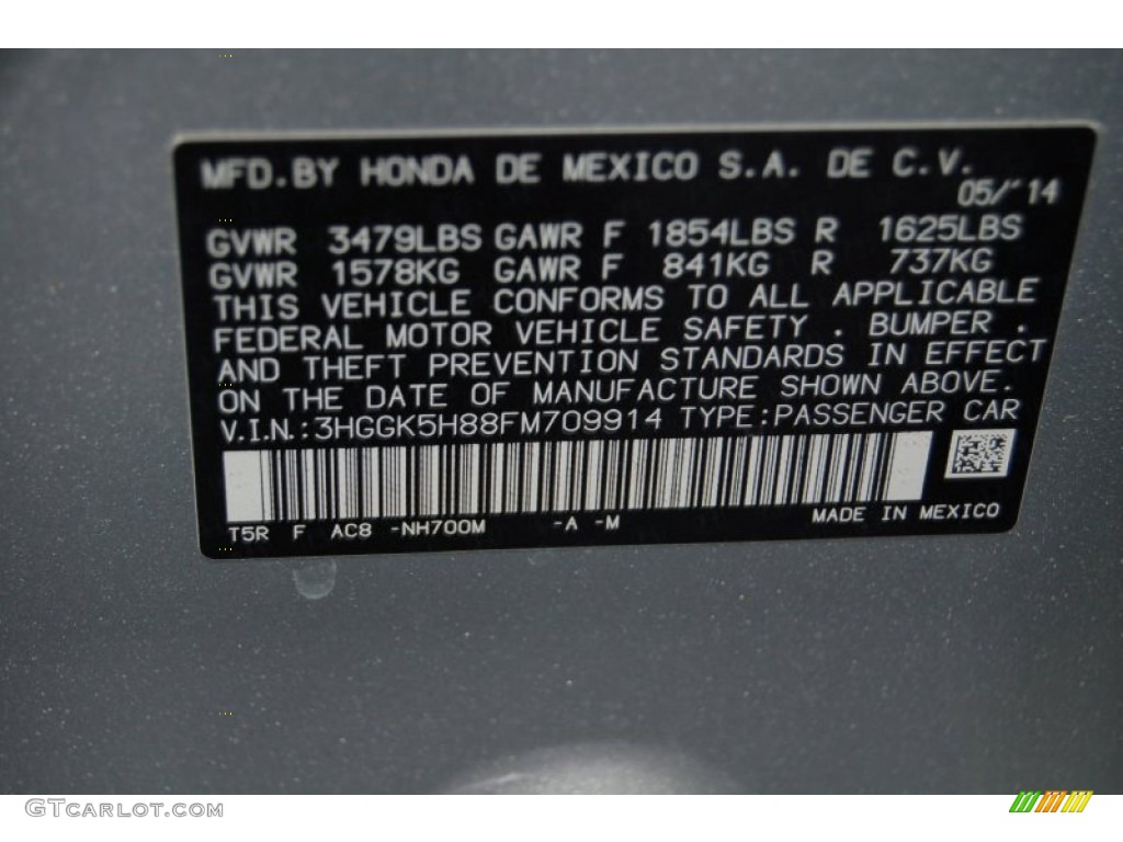 2015 Fit Color Code NH700M for Alabaster Silver Metallic Photo #97642954