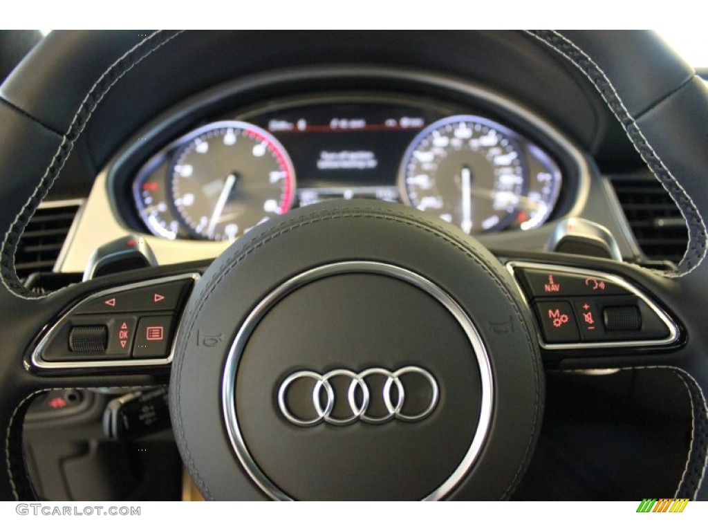 2015 Audi S8 quattro S Black Valcona Steering Wheel Photo #97648245