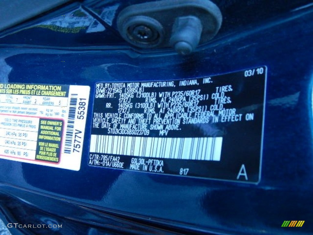 2011 Sienna V6 - South Pacific Blue Pearl / Bisque photo #19