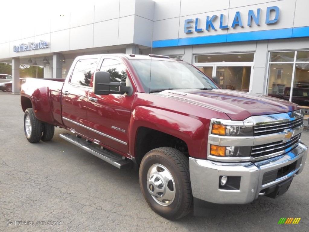 2015 Silverado 3500HD LTZ Crew Cab Dual Rear Wheel 4x4 - Deep Ruby Metallic / Cocoa/Dune photo #4