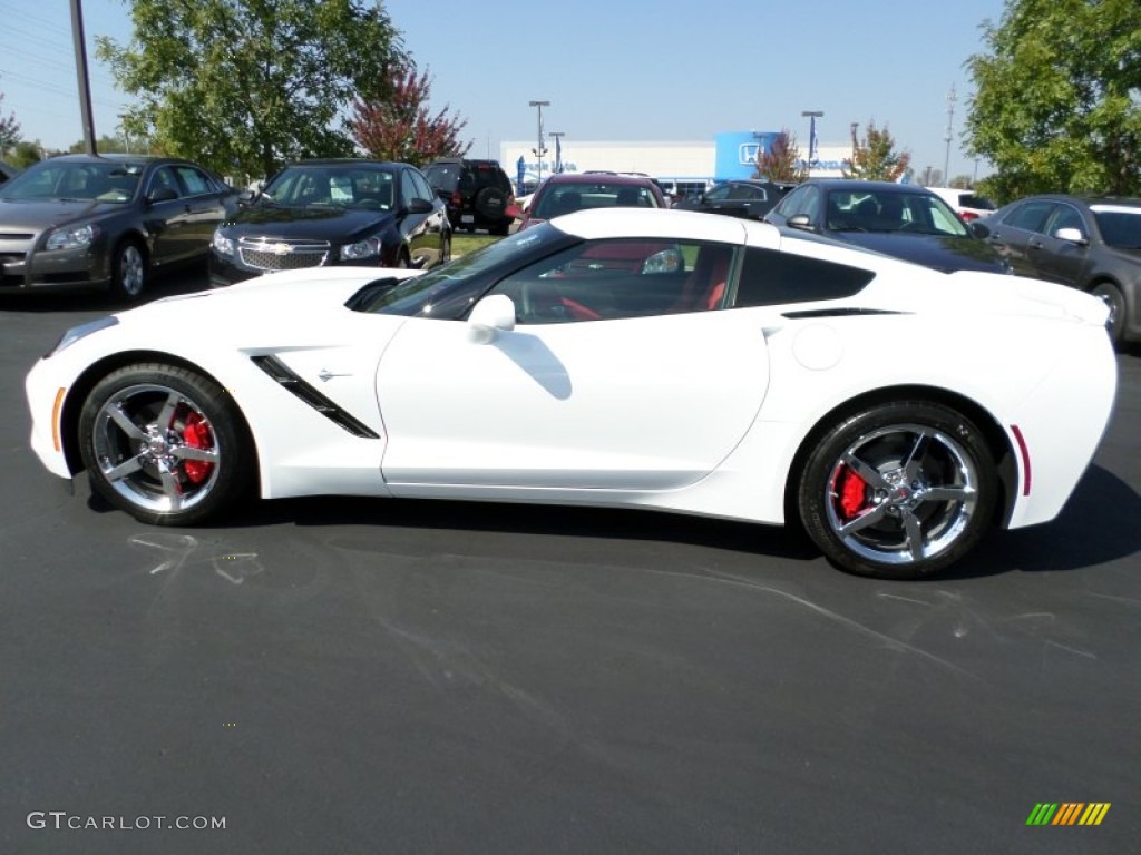 2015 Corvette Stingray Coupe - Arctic White / Adrenaline Red photo #2