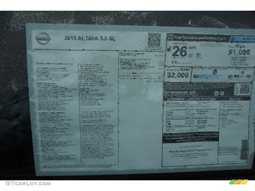 2015 Nissan Altima 3.5 SL Window Sticker Photo #97654656
