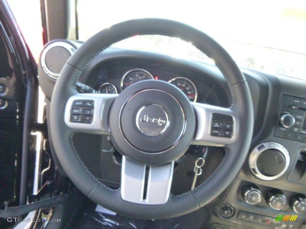 2015 Jeep Wrangler Rubicon Hard Rock 4x4 Black Steering Wheel Photo #97656453