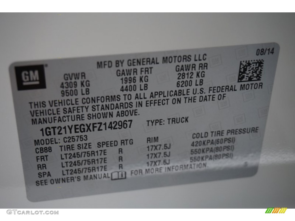 2015 GMC Sierra 2500HD SLE Double Cab Info Tag Photos