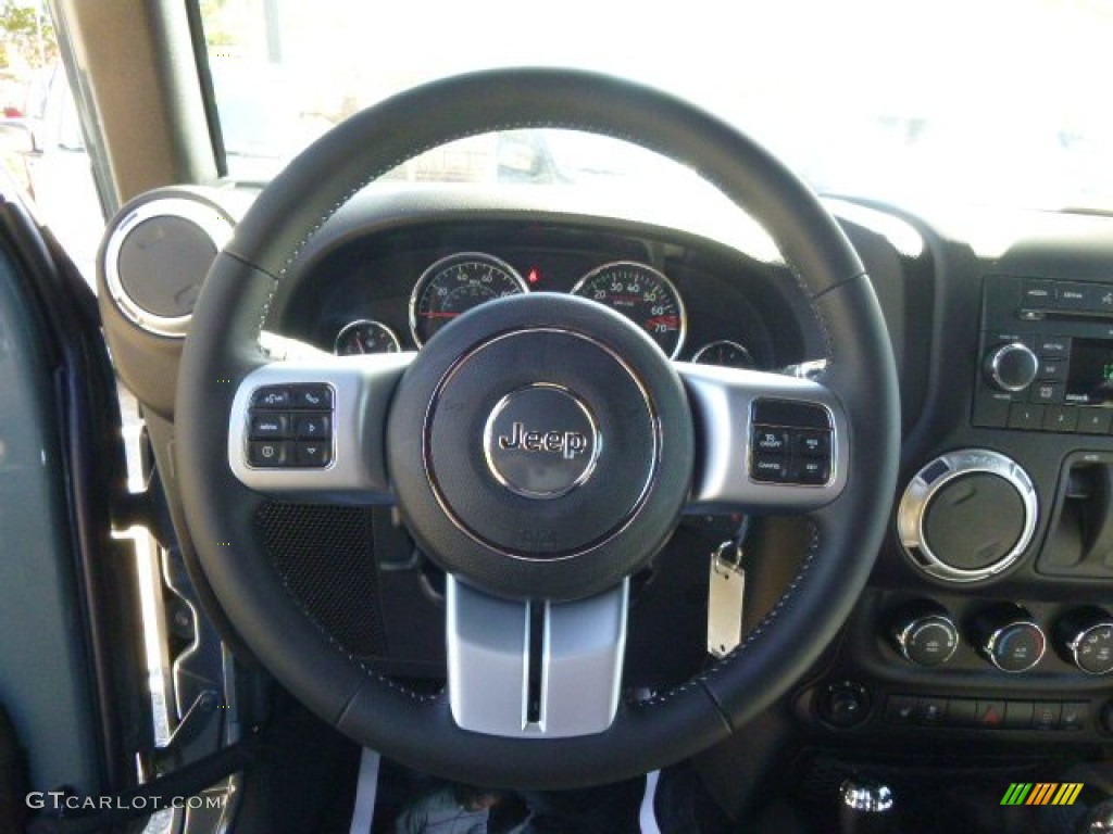 2015 Jeep Wrangler Rubicon Hard Rock 4x4 Black Steering Wheel Photo #97659753