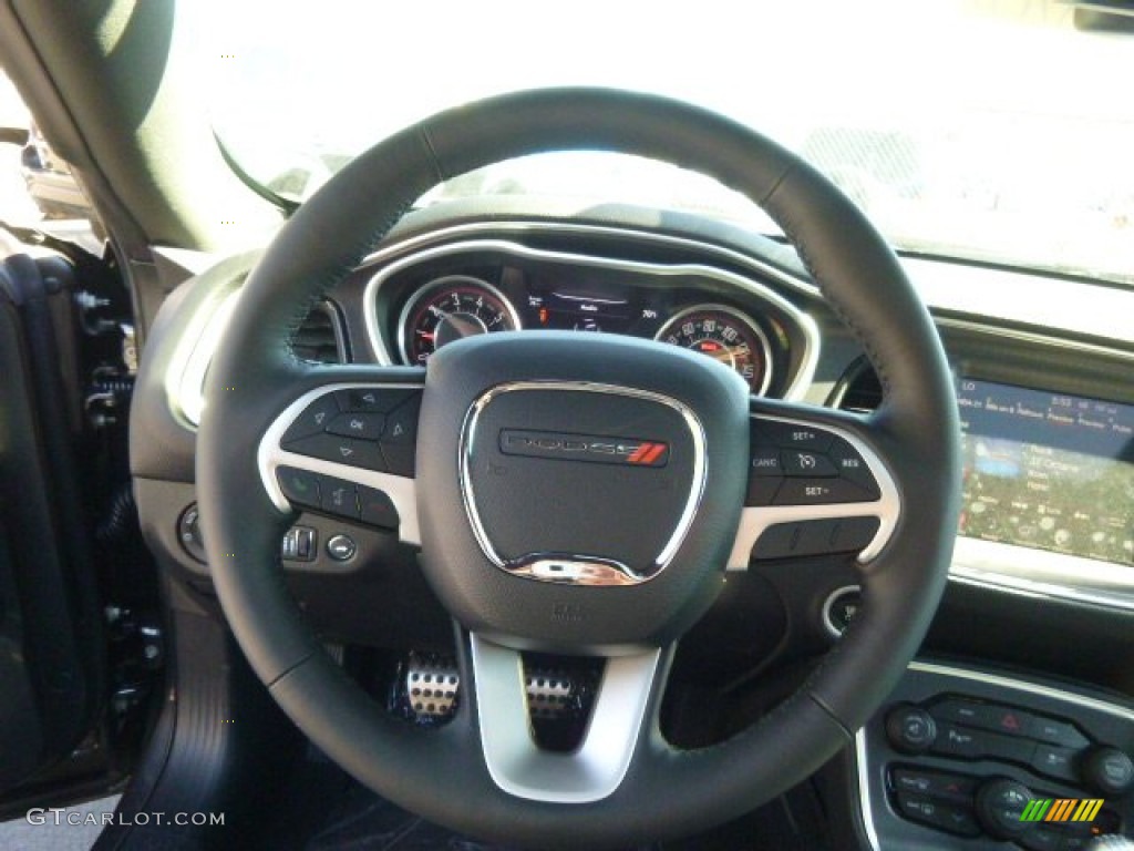2015 Dodge Challenger SXT Plus Black Steering Wheel Photo #97662192