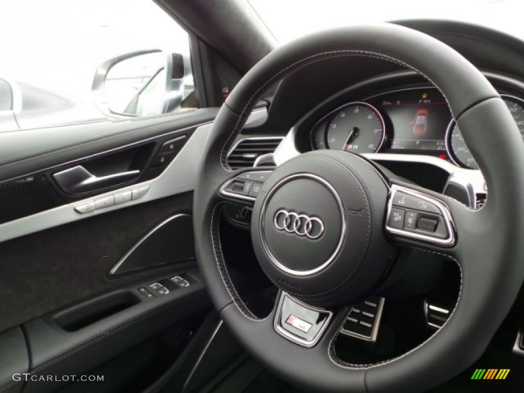 2015 Audi S8 quattro S Black Valcona Steering Wheel Photo #97667373