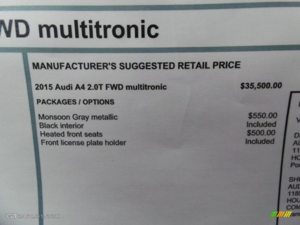 2015 Audi A4 2.0T Premium Window Sticker Photo #97674768