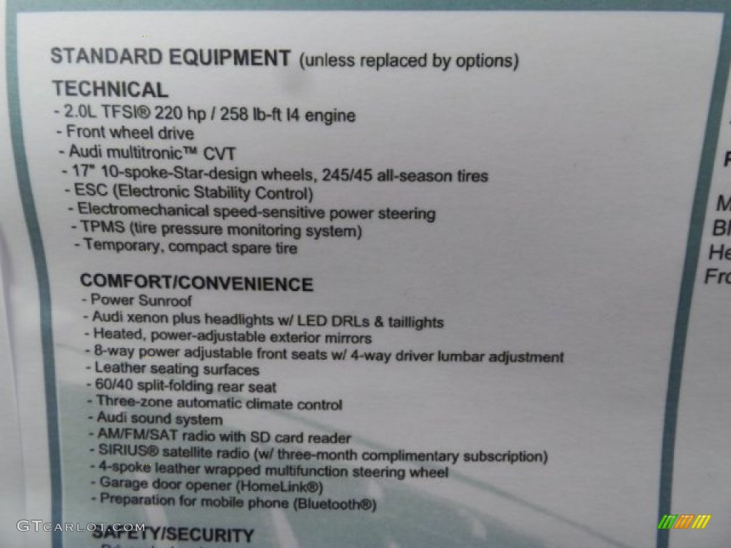 2015 Audi A4 2.0T Premium Window Sticker Photo #97674786