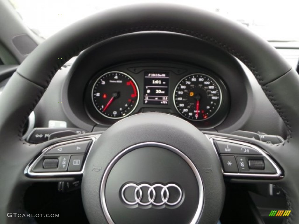 2015 Audi A3 2.0 TDI Premium Black Steering Wheel Photo #97675330