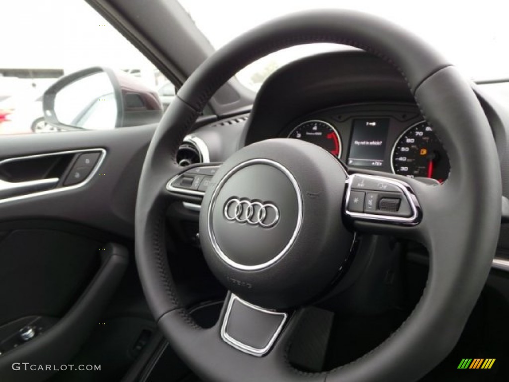 2015 Audi A3 2.0 TDI Premium Black Steering Wheel Photo #97675443