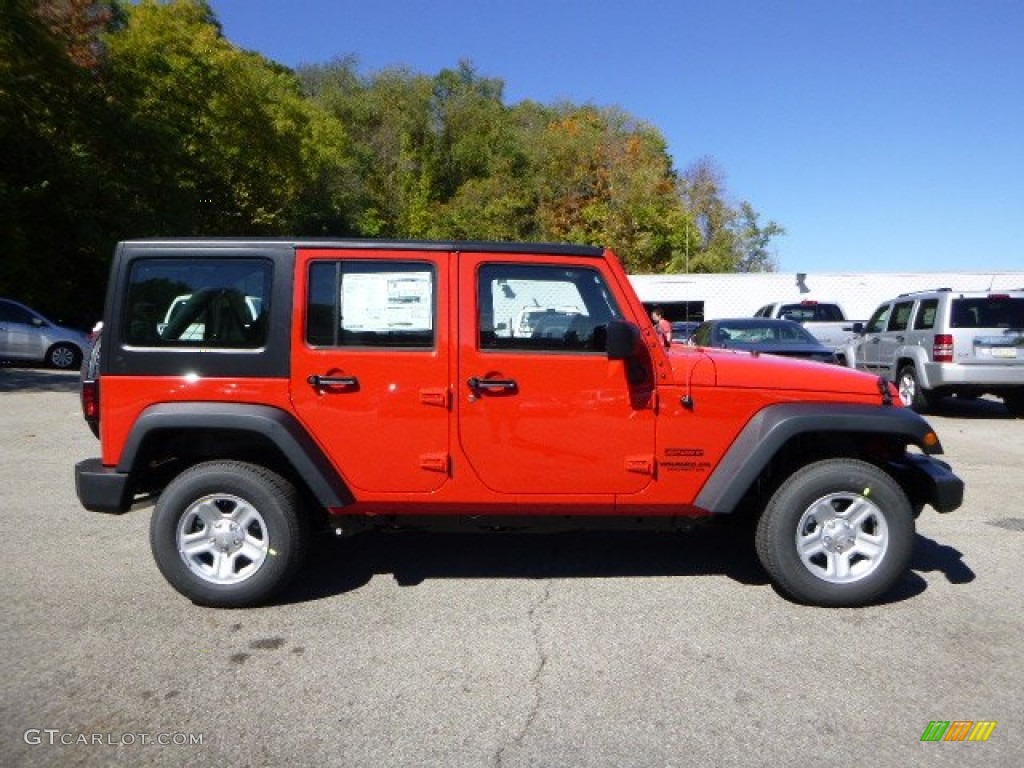 Firecracker Red 2015 Jeep Wrangler Unlimited Sport 4x4 Exterior Photo #97682010