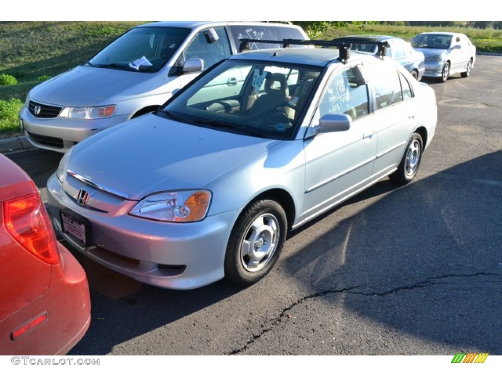 2003 Civic Hybrid Sedan - Opal Silver Blue Metallic / Beige photo #4