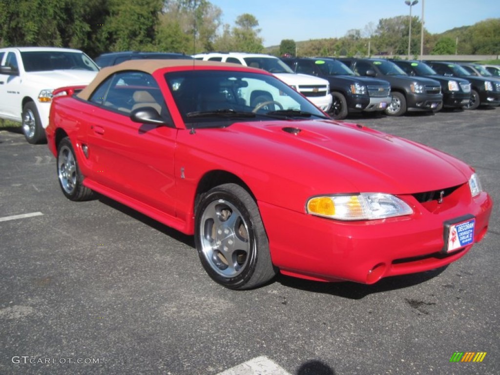 1997 Mustang SVT Cobra Convertible - Rio Red / Saddle photo #3