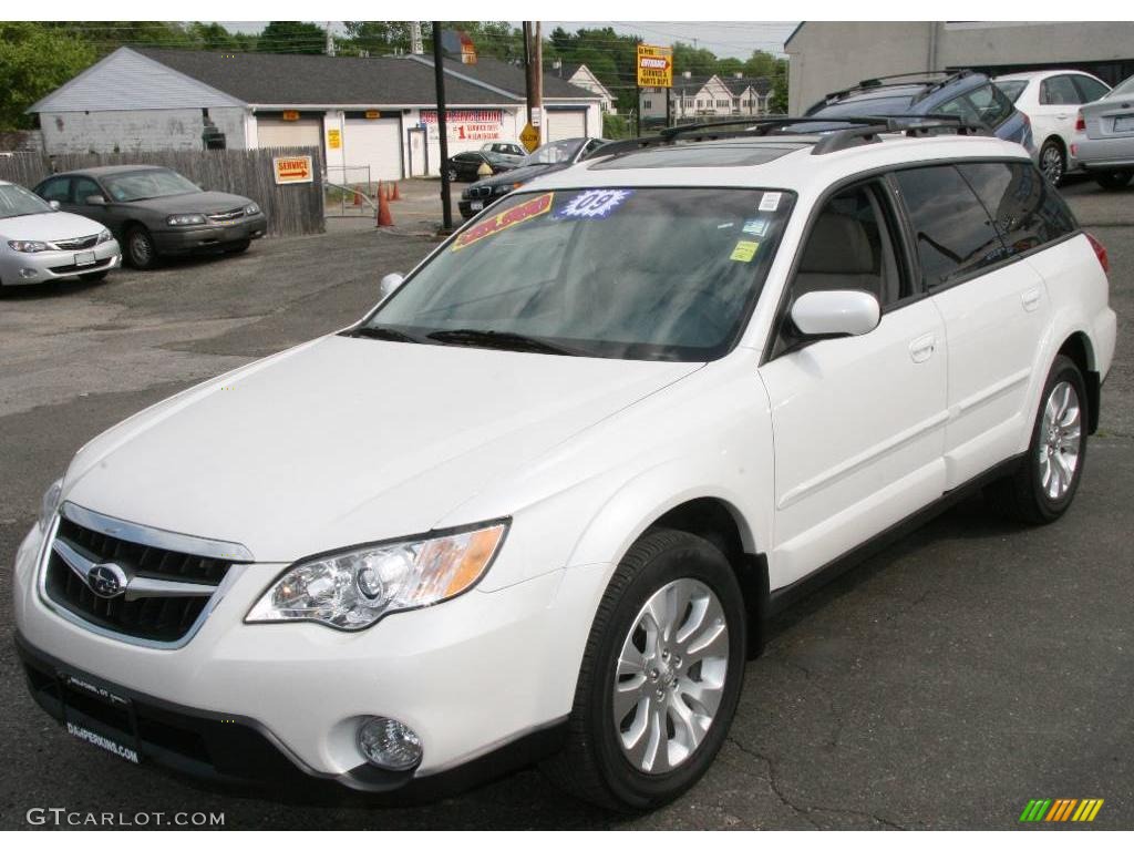 2009 Outback 2.5i Limited Wagon - Satin White Pearl / Warm Ivory photo #1