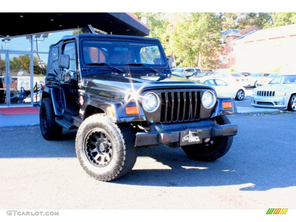 2000 Wrangler Sahara 4x4 - Black / Camel/Dark Green photo #1