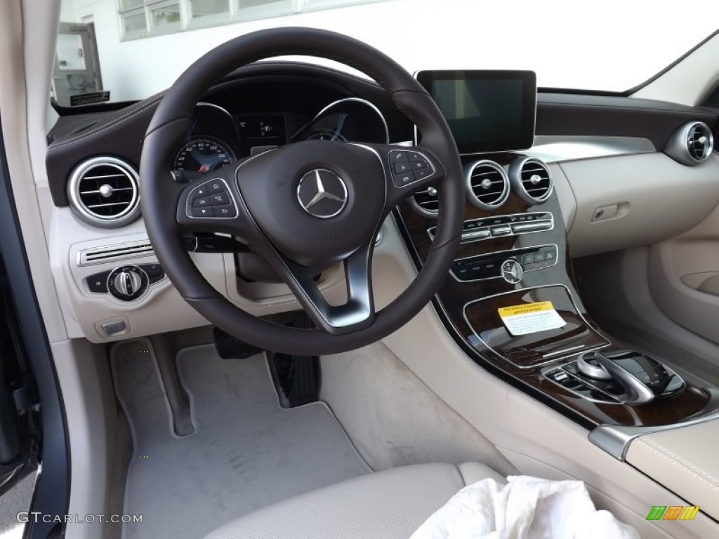 Silk Beige/Black Interior 2015 Mercedes-Benz C 300 4Matic Photo #97724412