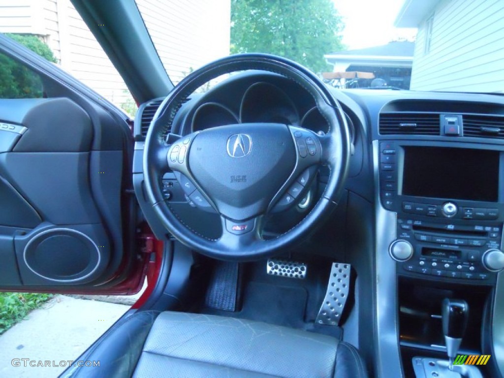 2007 Acura TL 3.5 Type-S Ebony/Silver Steering Wheel Photo #97727031