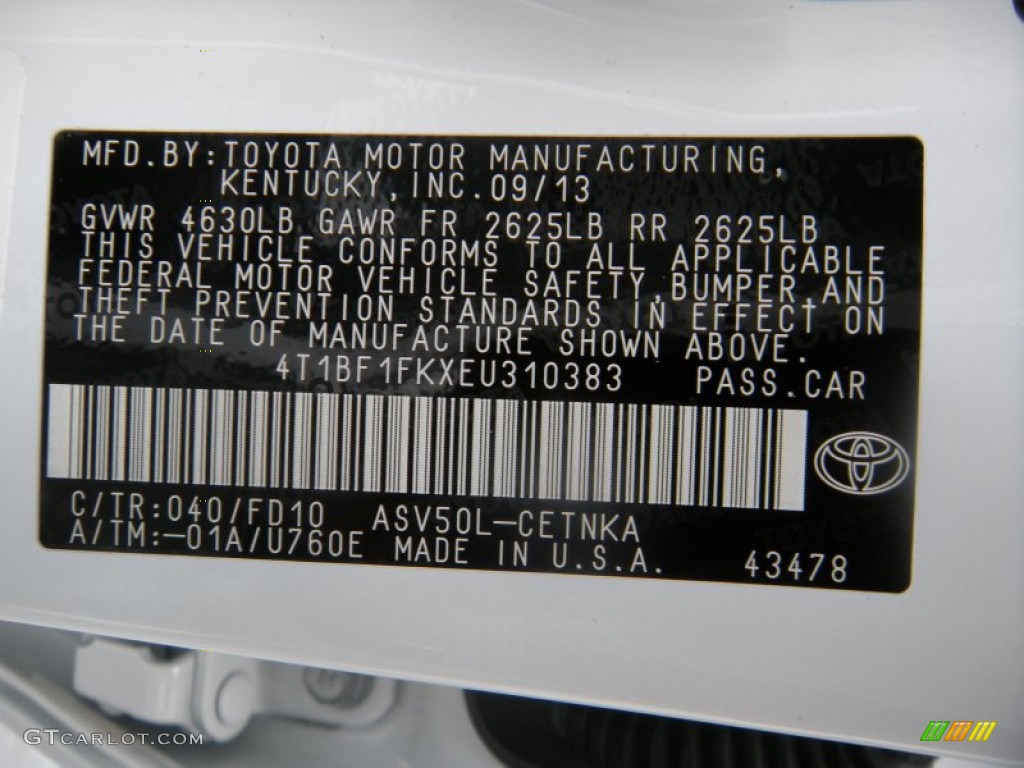 2014 Camry LE - Super White / Ivory photo #43